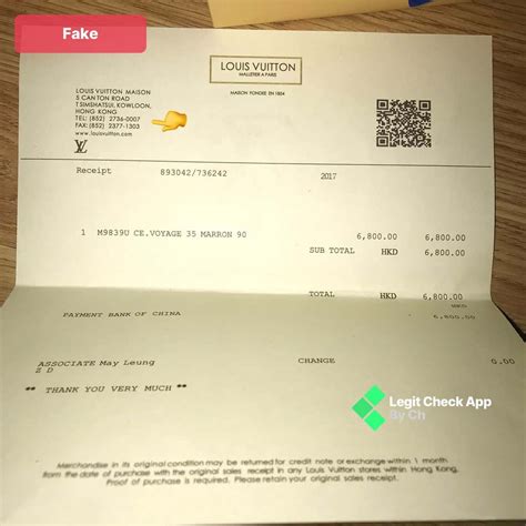 louis vuitton receipt fake vs real